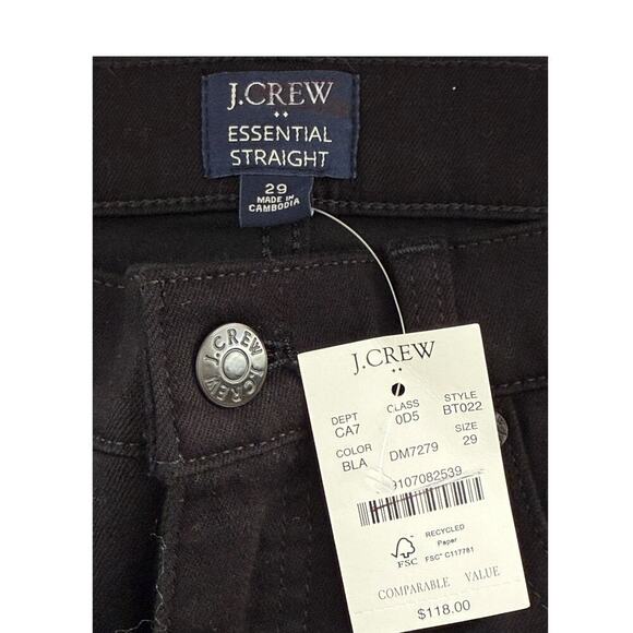 NEW J. Crew Women’s Size 8 (29) Black Essential straight jean in all-day stretch - Picture 4 of 7